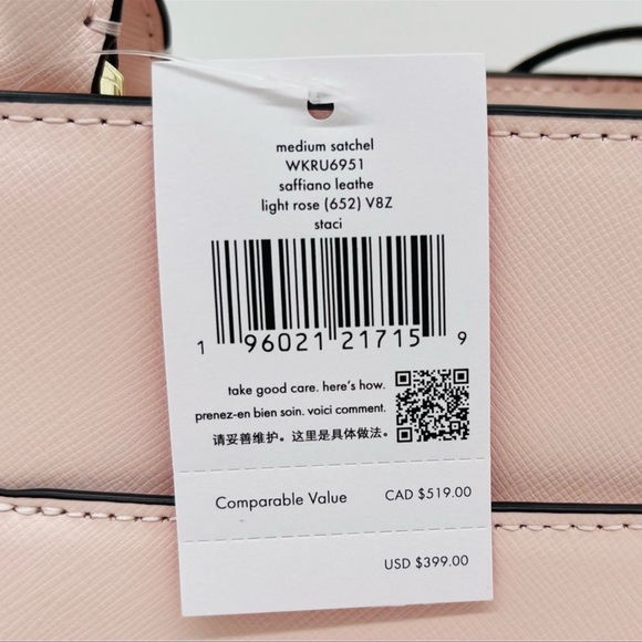 Kate Spade Staci Medium Satchel Crossbody Bag Light Pink - Picture 11 of 11